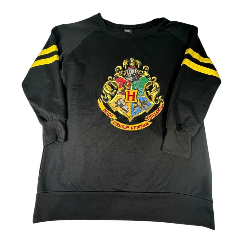 Harry Potter Hogwarts Crest Sweatshirt‎ Dress Yellow Stripe Detail Small